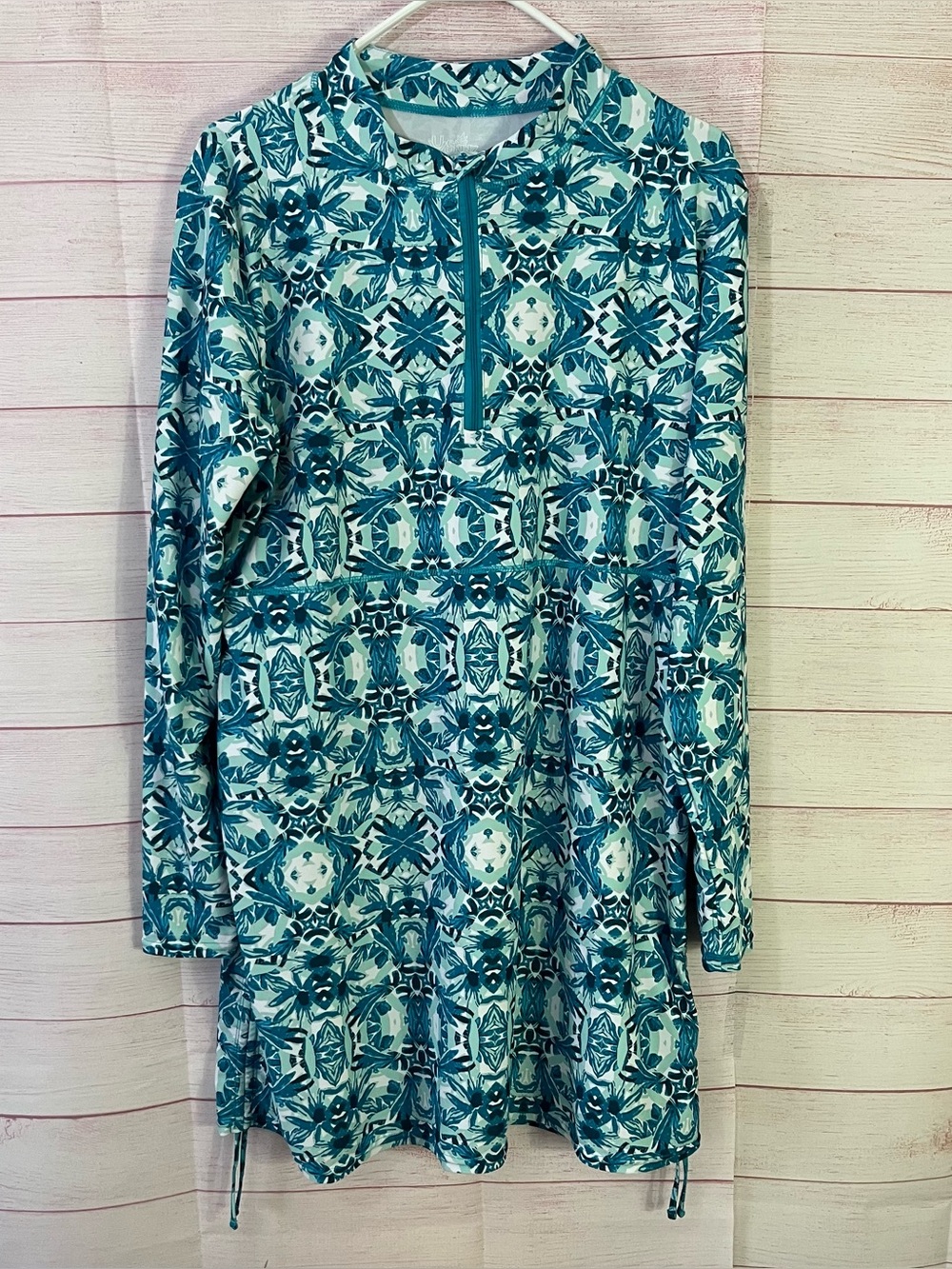 UV Skinz UPF 50+ Sunwear Long Sleeve 3/4” Zip Convertible Swim Dress Size XL